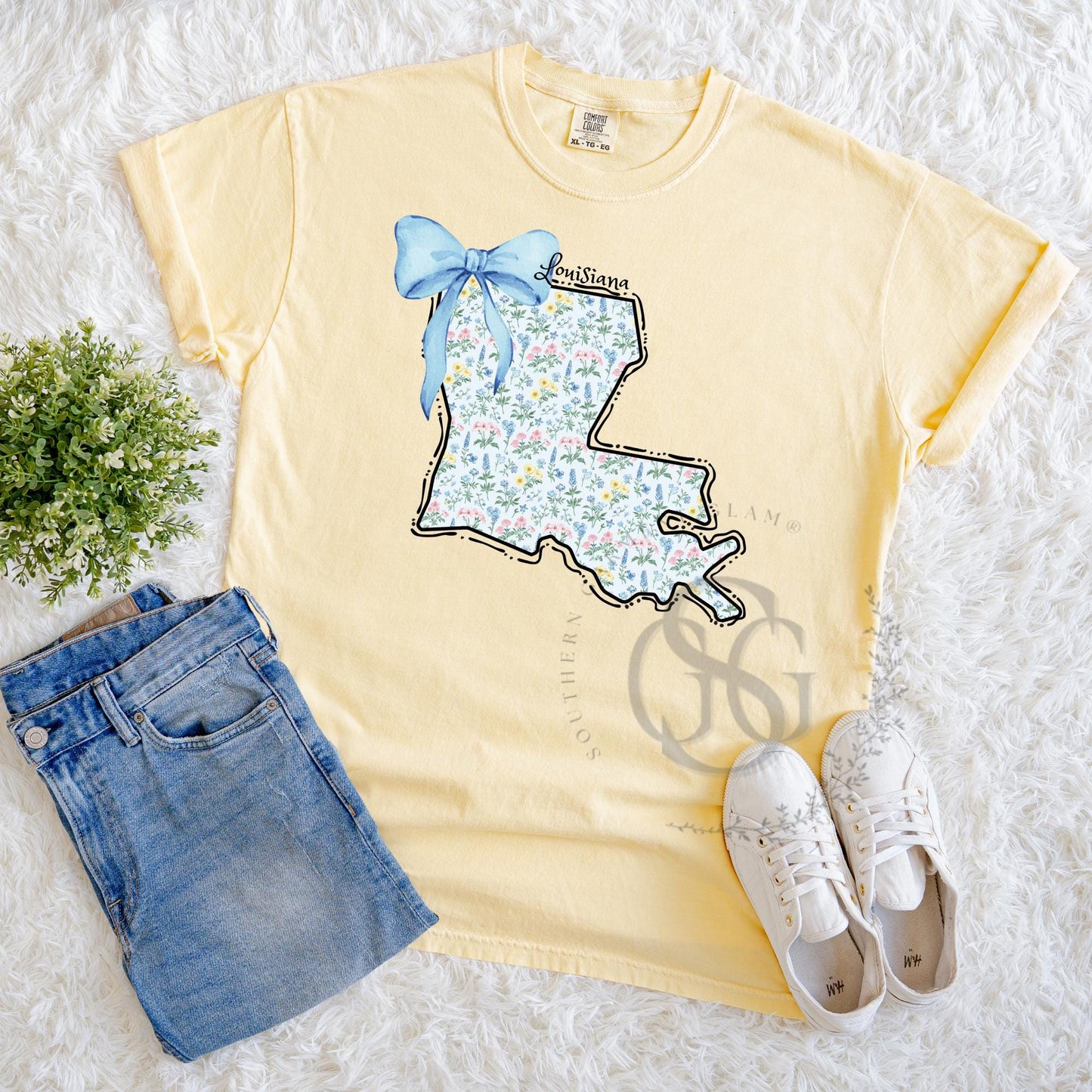 Louisiana Coquette Bow Comfort Colors Tee