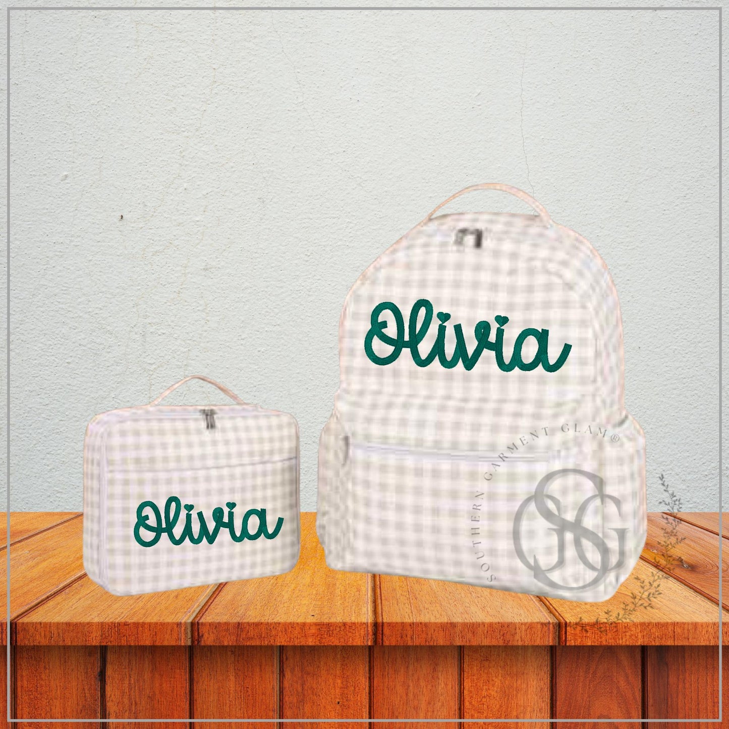 Custom Embroidered Nylon Gingham Backpack