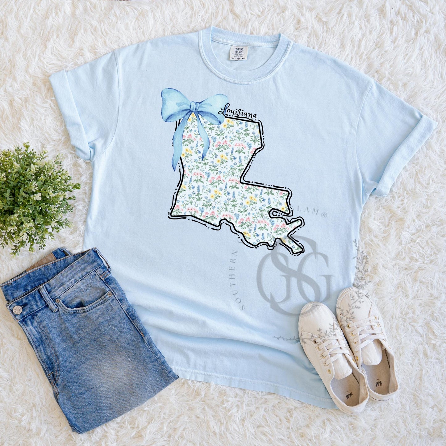 Louisiana Coquette Bow Comfort Colors Tee