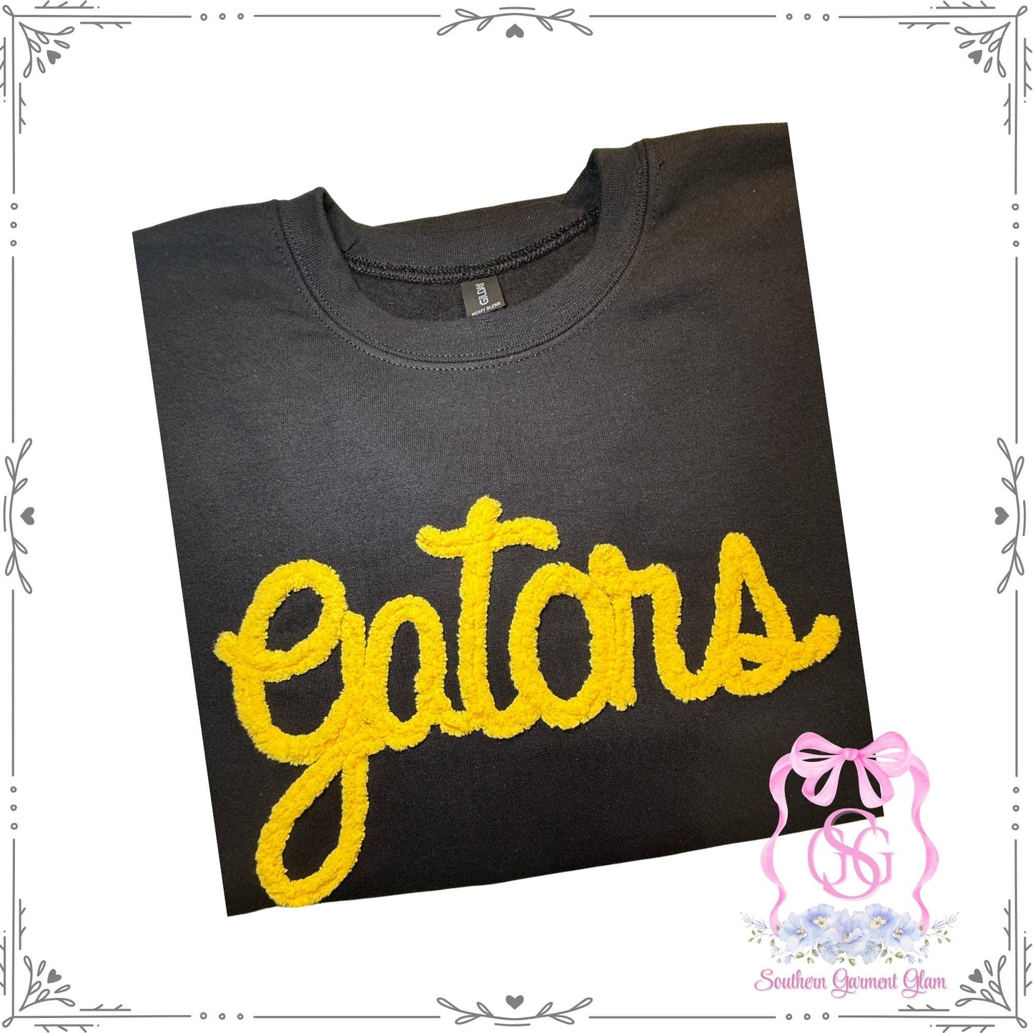 Gators Yarn Embroidered Sweatshirt, Spirit Shirt, Adult Crewneck Pullover, Game Day Outfit