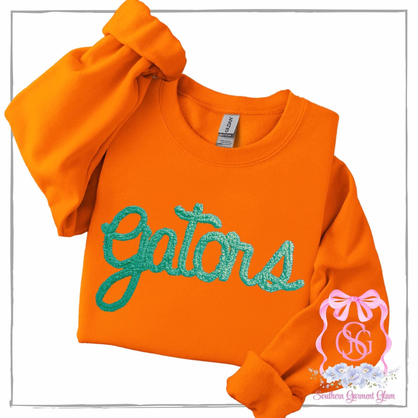 Gators Yarn Embroidered Sweatshirt, Spirit Shirt, Adult Crewneck Pullover, Game Day Outfit