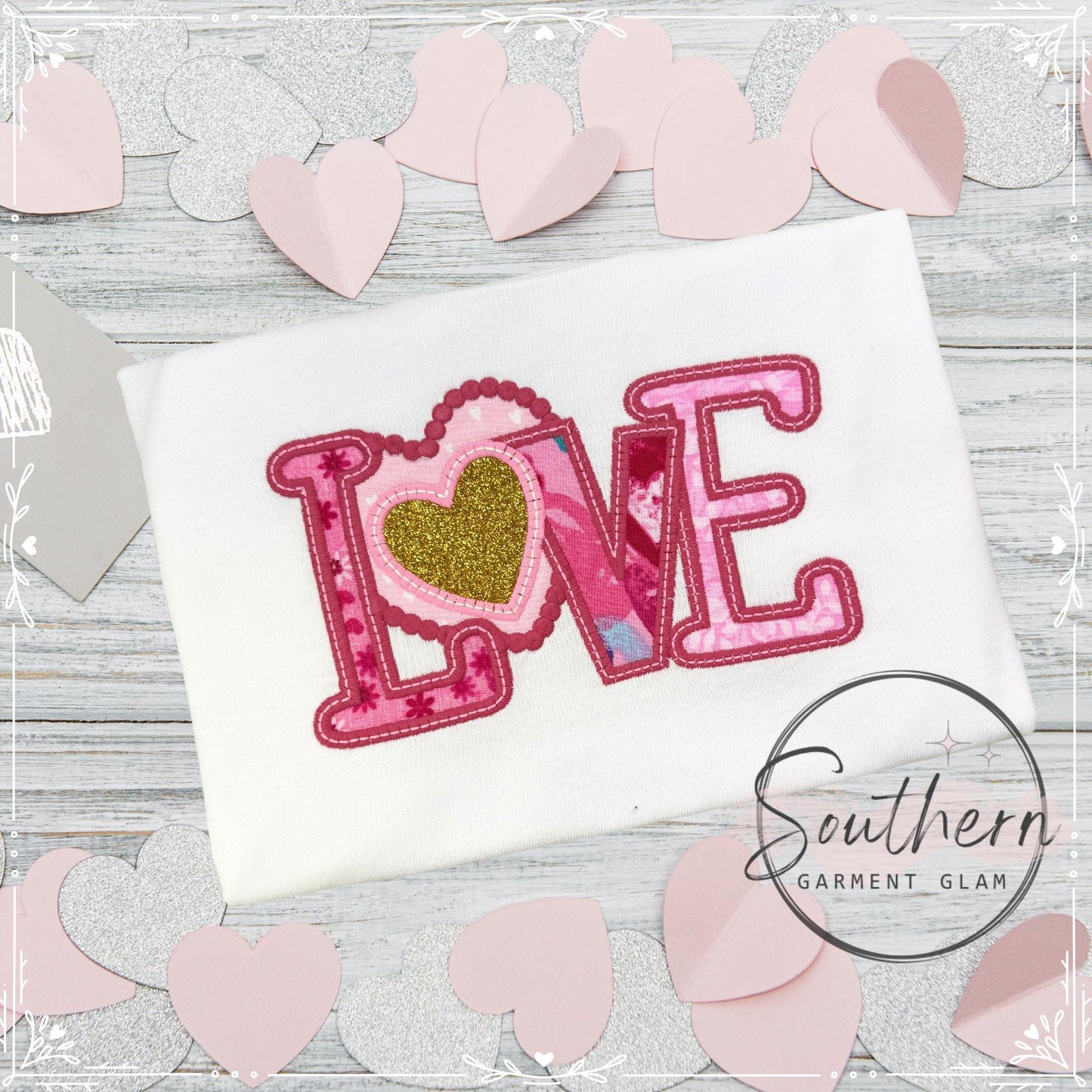 Valentines Embroidered Sweatshirt, Love Heart Applique Shirt, Youth & Adult Sizes