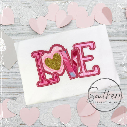 Valentines Embroidered Sweatshirt, Love Heart Applique Shirt, Youth & Adult Sizes