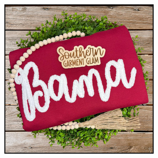 Bama Yarn Embroidered Sweatshirt, Alabama Spirit Shirt, Adult Crewneck Pullover, Game Day Outfit