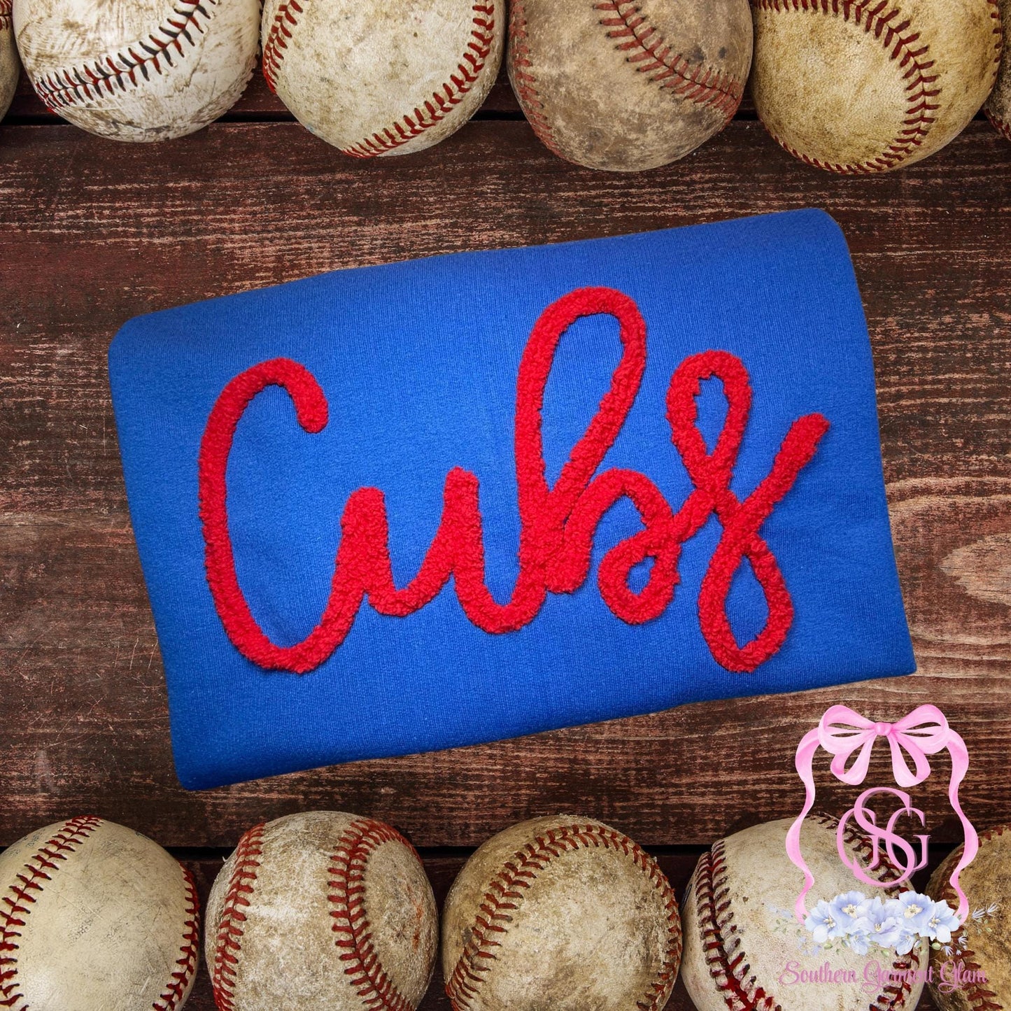 Cubs Yarn Embroidered Sweatshirt, Spirit Shirt, Adult Crewneck Pullover, Game Day Outfit