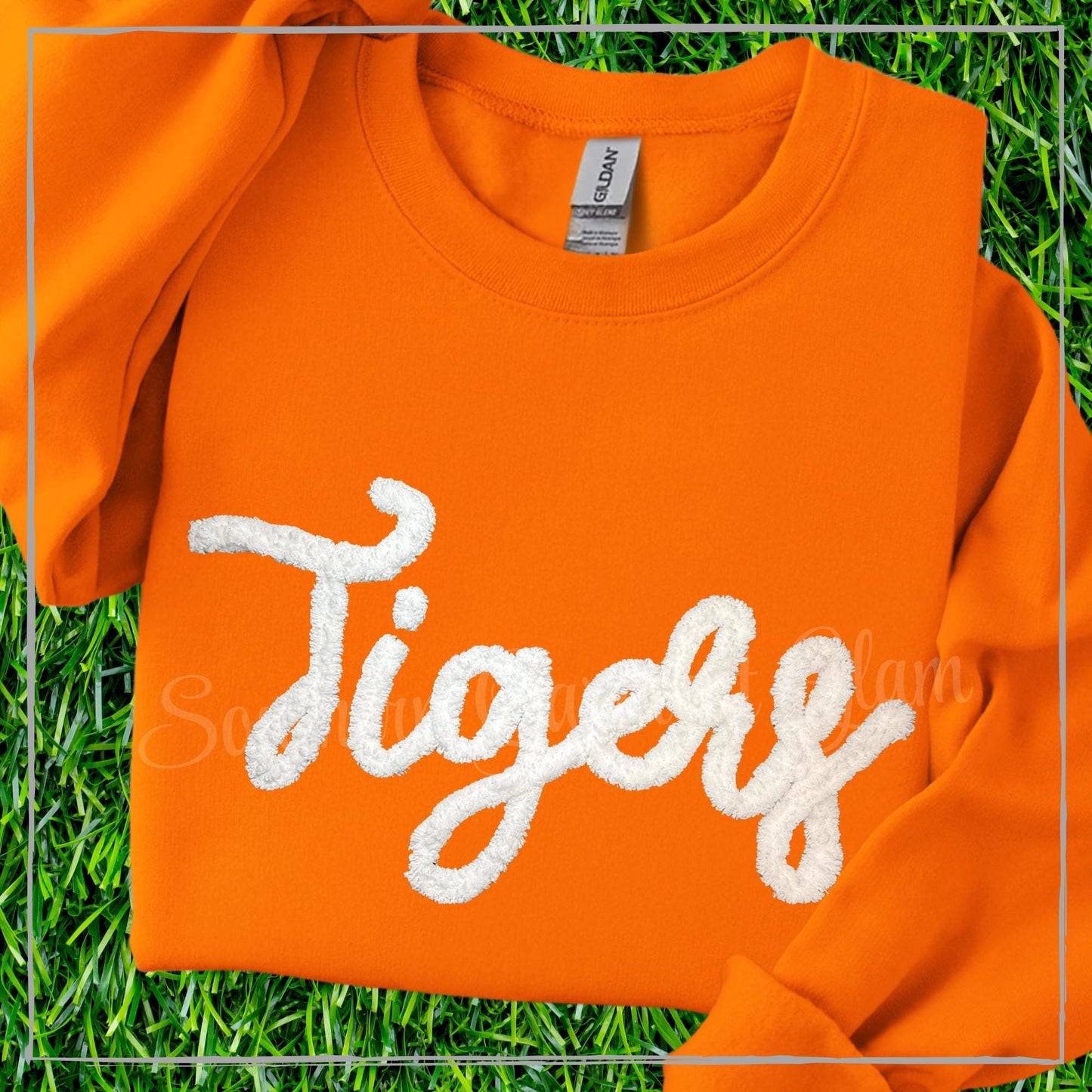 Tigers Yarn Embroidered Sweatshirt, Spirit Shirt, Adult Crewneck Pullover, Game Day Outfit