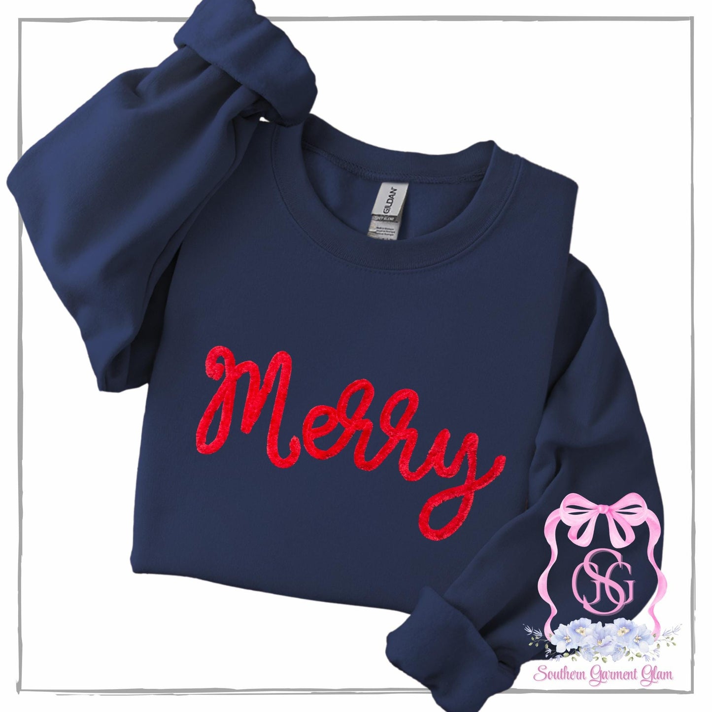 Merry Yarn Embroidered Sweatshirt, Holiday Shirt, Adult Crewneck Pullover, Christmas Outfit