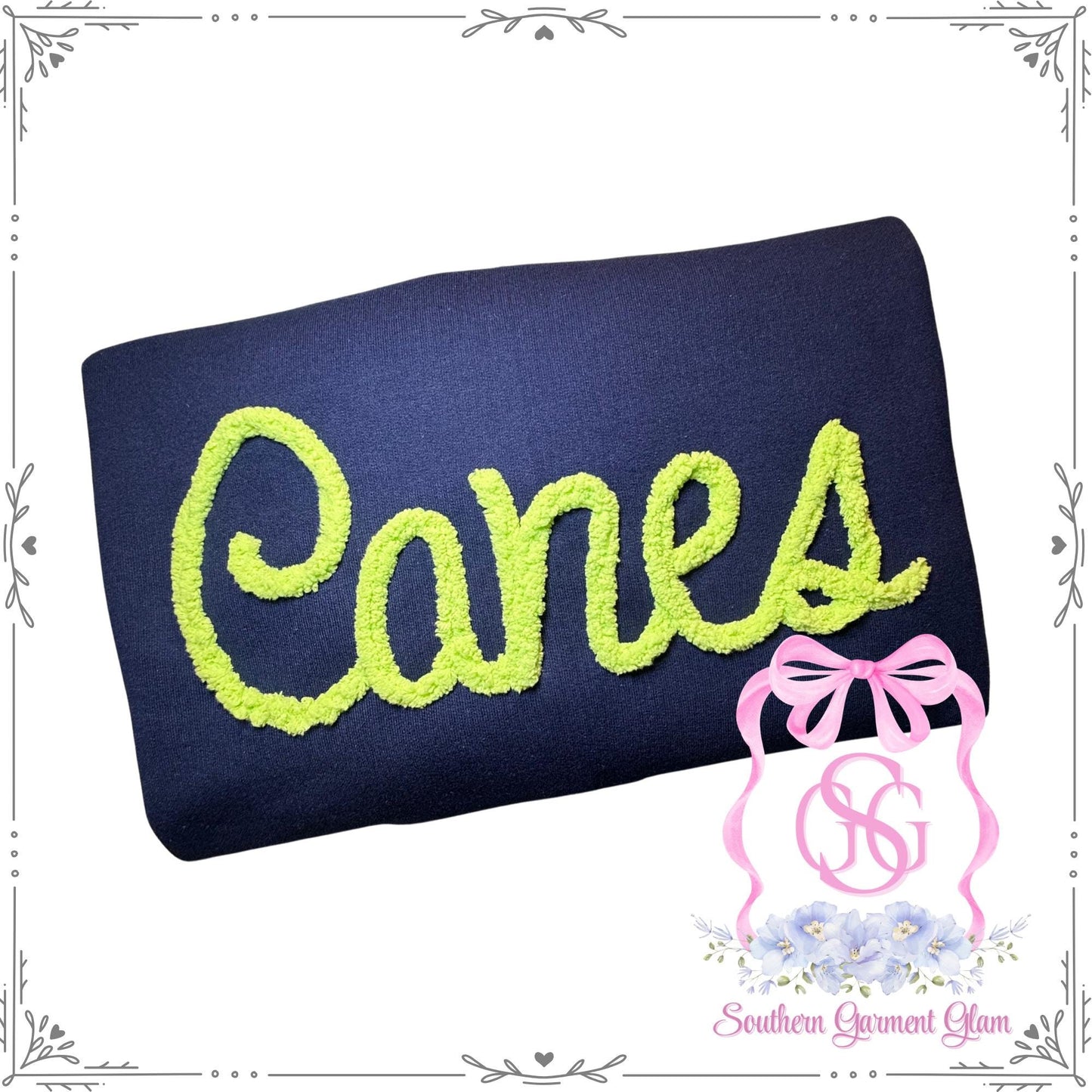 Canes Yarn Embroidered Sweatshirt, Spirit Shirt, Adult Crewneck Pullover, Game Day Outfit