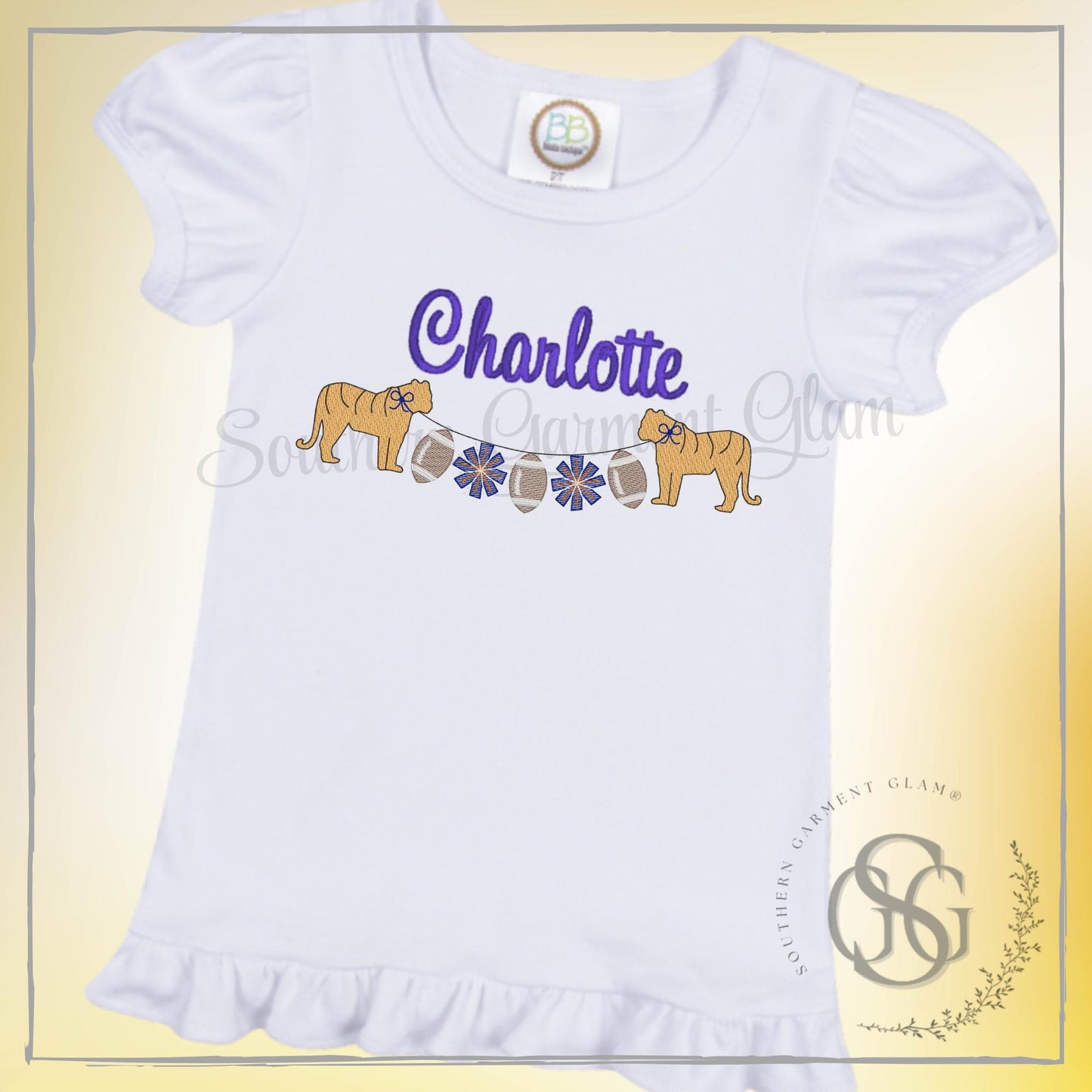 Tiger Football Bunting Banner Embroidered Shirt, Spirit Sweatshirt, Game Day Outfit