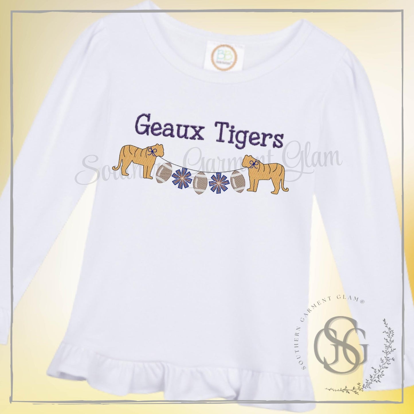Tiger Football Bunting Banner Embroidered Shirt, Spirit Sweatshirt, Game Day Outfit