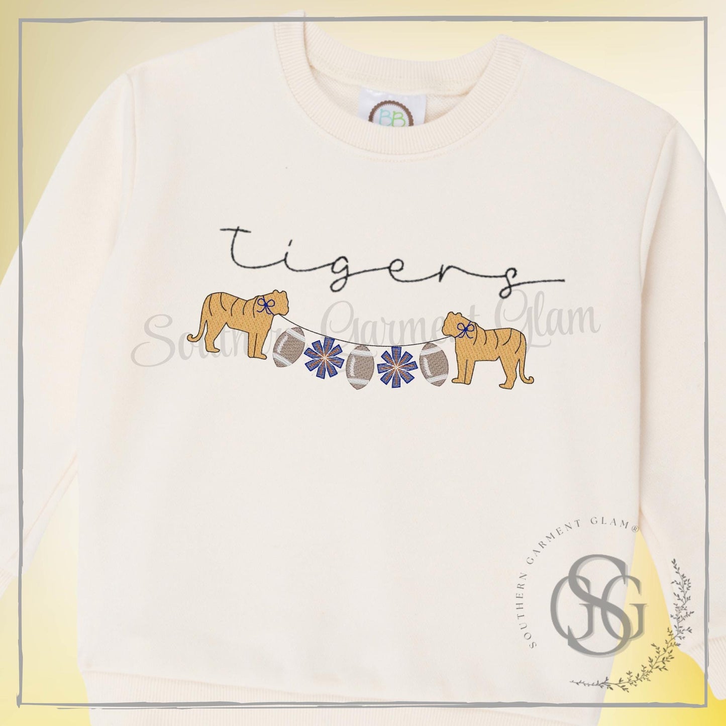 Tiger Football Bunting Banner Embroidered Shirt, Spirit Sweatshirt, Game Day Outfit