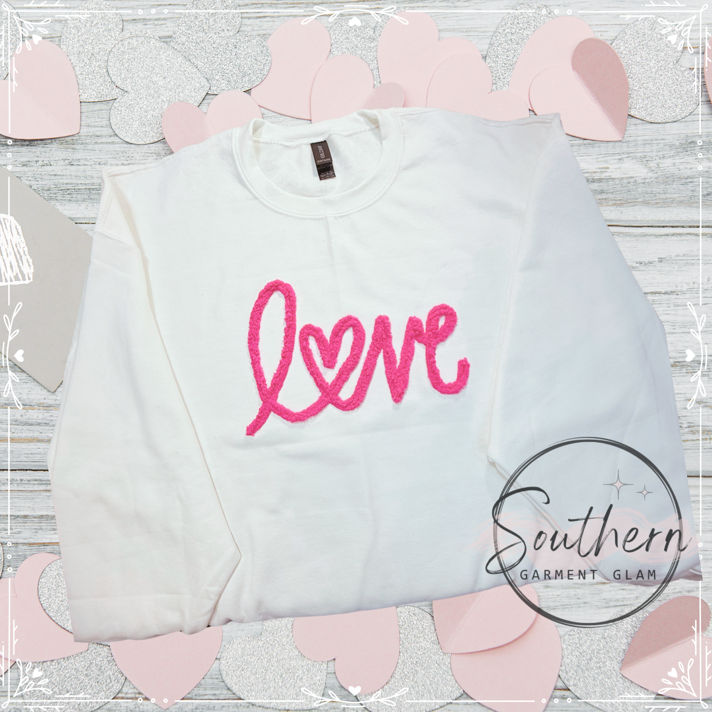 Love Yarn Embroidered Sweatshirt, Valentine Shirt, Adult Crewneck Pullover, Heart Sweatshirt