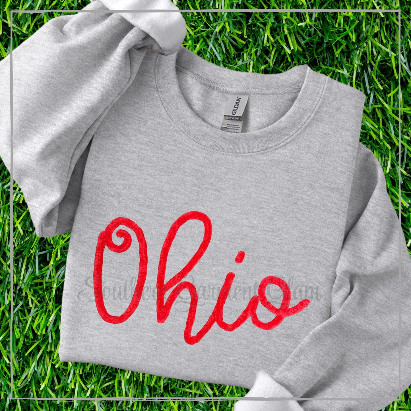 Ohio Yarn Embroidered Sweatshirt, Spirit Shirt, Crewneck Pullover, Game Day Outfit, Adult and Youth Sizes
