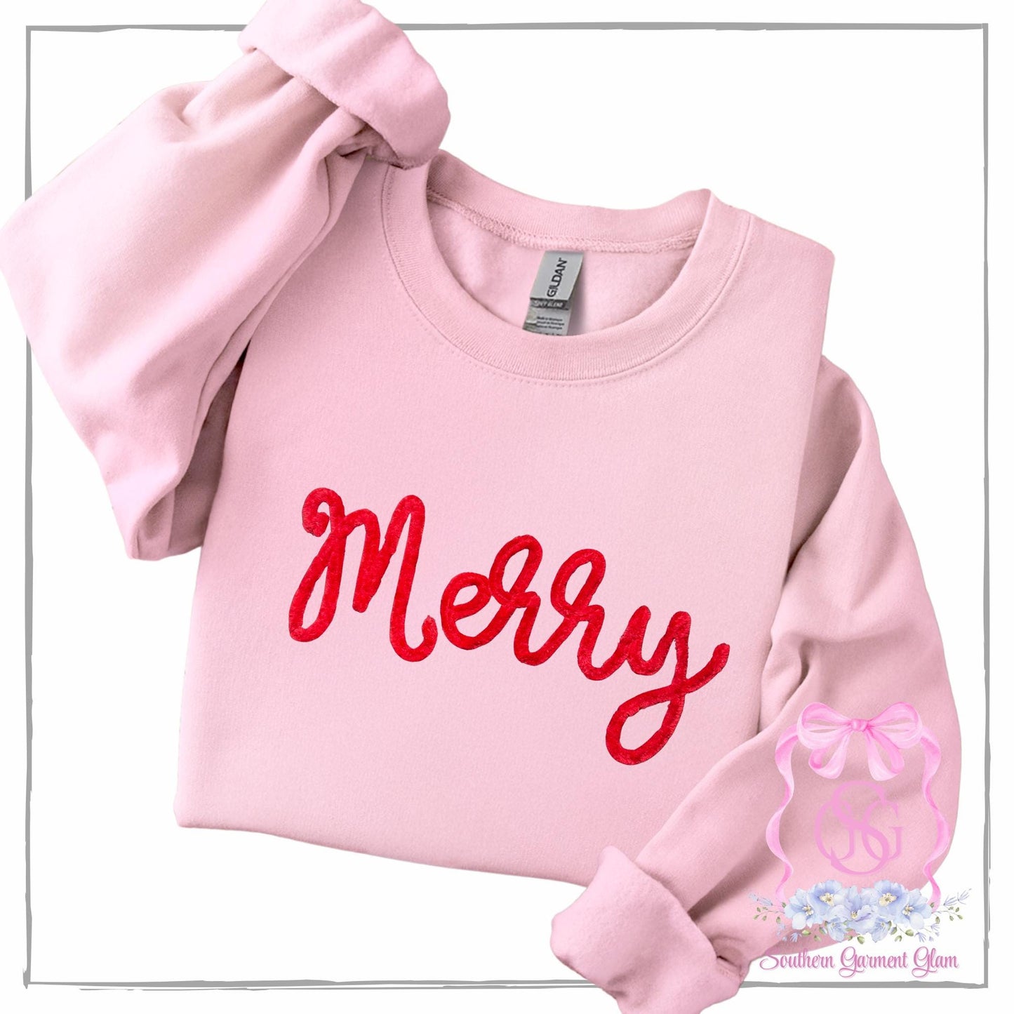 Merry Yarn Embroidered Sweatshirt, Holiday Shirt, Adult Crewneck Pullover, Christmas Outfit