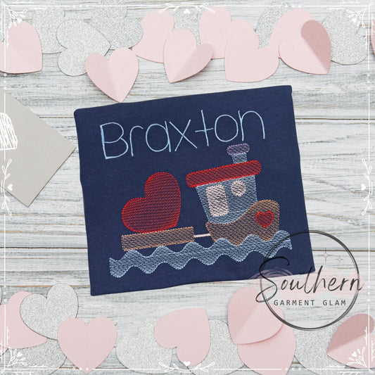 Youth Valentine Sweatshirt: Love Train Personalized Shirt