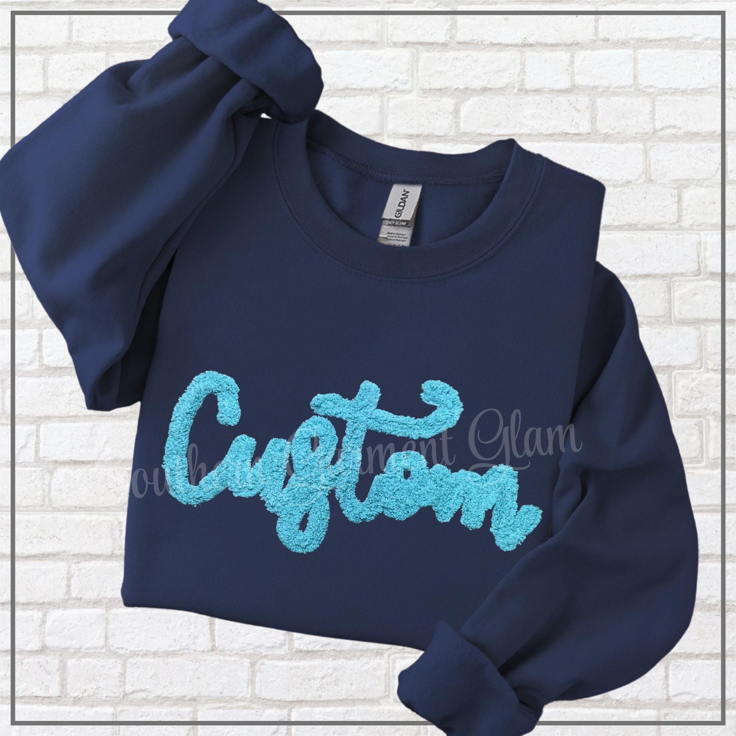 Custom Yarn Embroidered Sweatshirt, Spirit Shirt, Adult Crewneck Pullover, Game Day