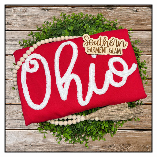 Ohio Yarn Embroidered Sweatshirt, Spirit Shirt, Crewneck Pullover, Game Day Outfit, Adult and Youth Sizes