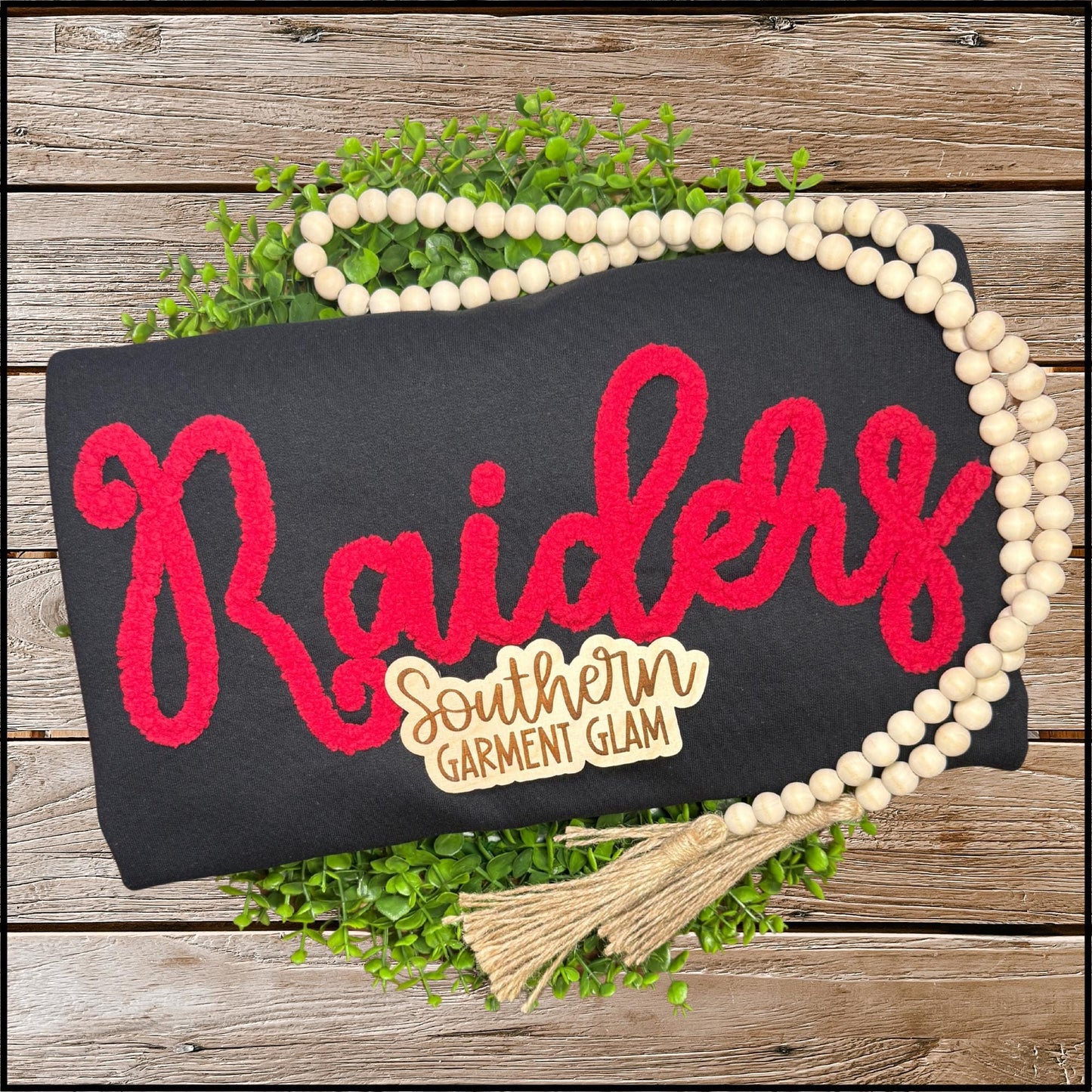 Raiders Yarn Embroidered Sweatshirt, Adult Spirit Shirt, Crewneck Pullover, Game Day Outfit